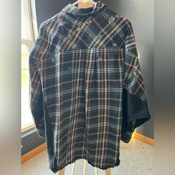 Free People Star Constellations Within Too Sequin Star Flannel Top - Picture 3 of 15